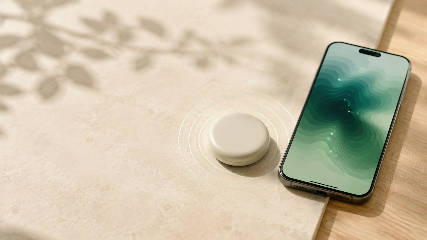 Concepto de futuro sensor externo RFGuardian junto a un teléfono